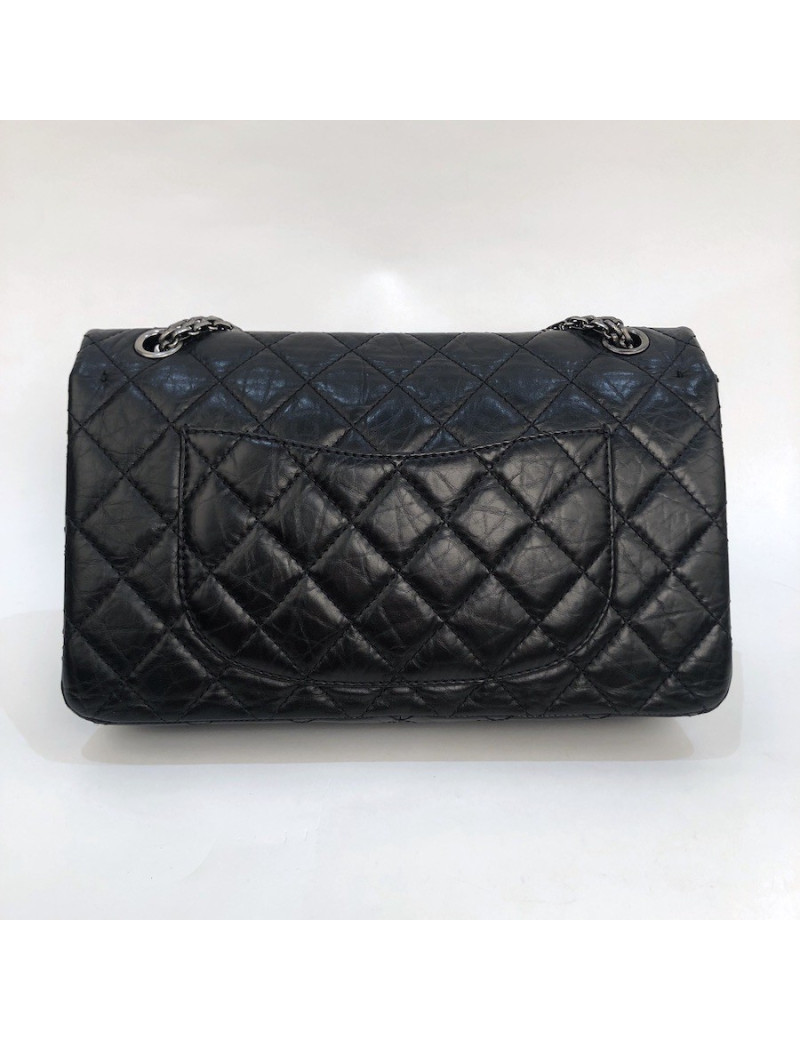 Sac Mademoiselle 2.55 CHANEL cuir froissé noir