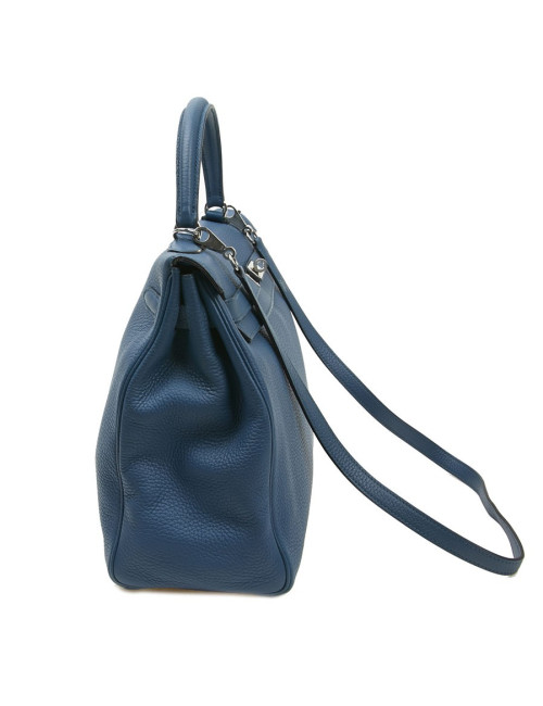 Sac Kelly HERMES bleu en togo
