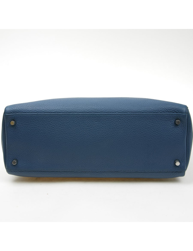 Sac Kelly HERMES bleu en togo