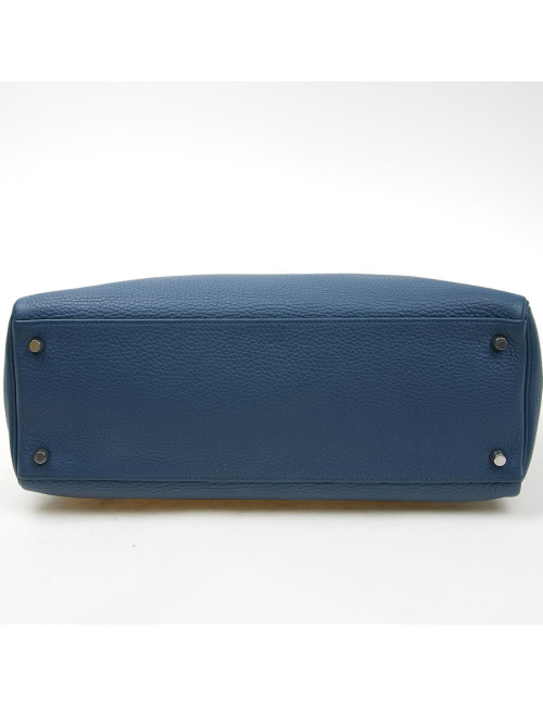 Sac Kelly HERMES bleu en togo