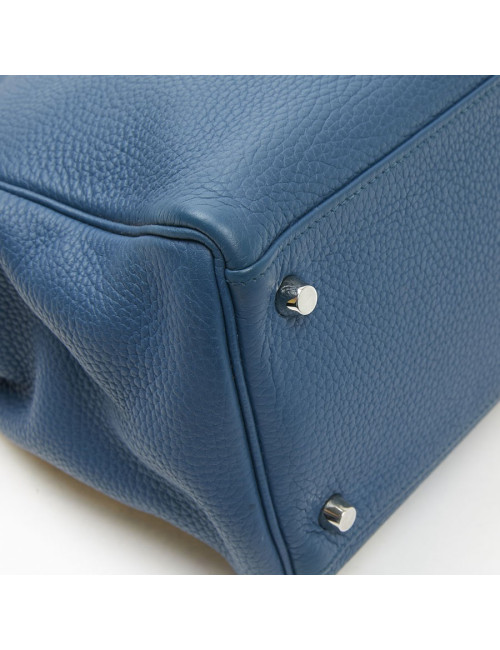 Sac Kelly HERMES bleu en togo