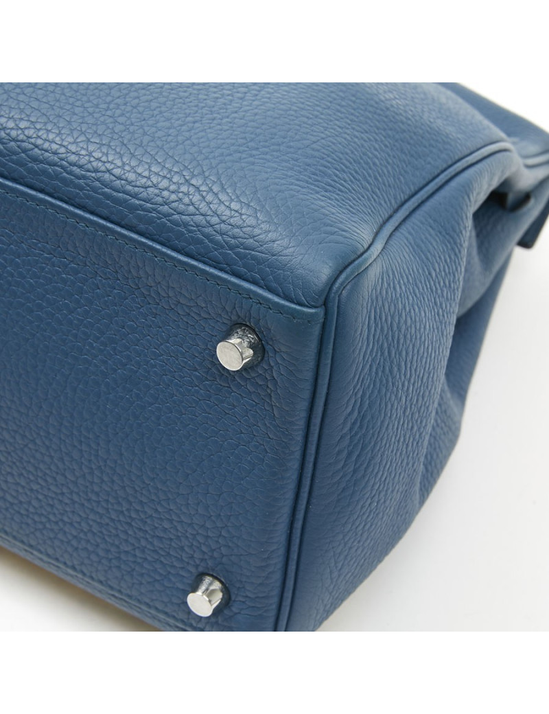 Sac Kelly HERMES bleu en togo