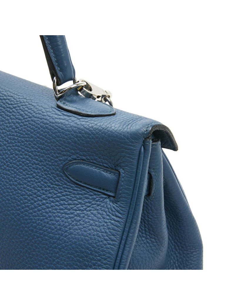 Sac Kelly HERMES bleu en togo