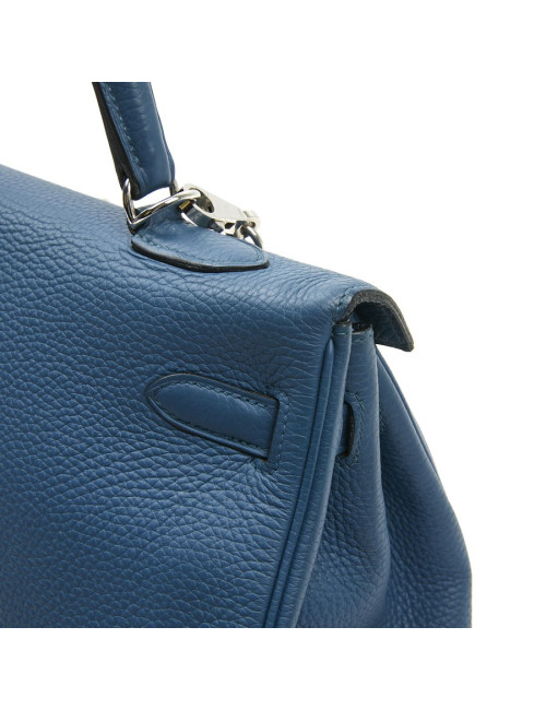 Sac Kelly HERMES bleu en togo