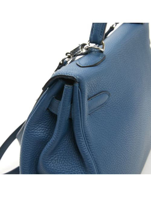 Sac Kelly HERMES bleu en togo