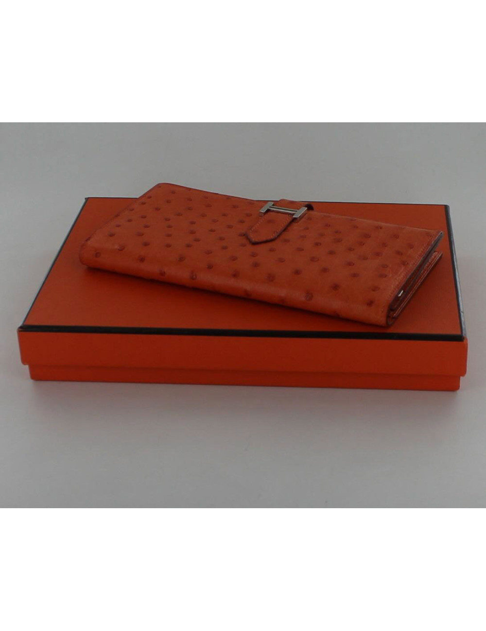 Portefeuille BEARN  HERMES autruche orange
