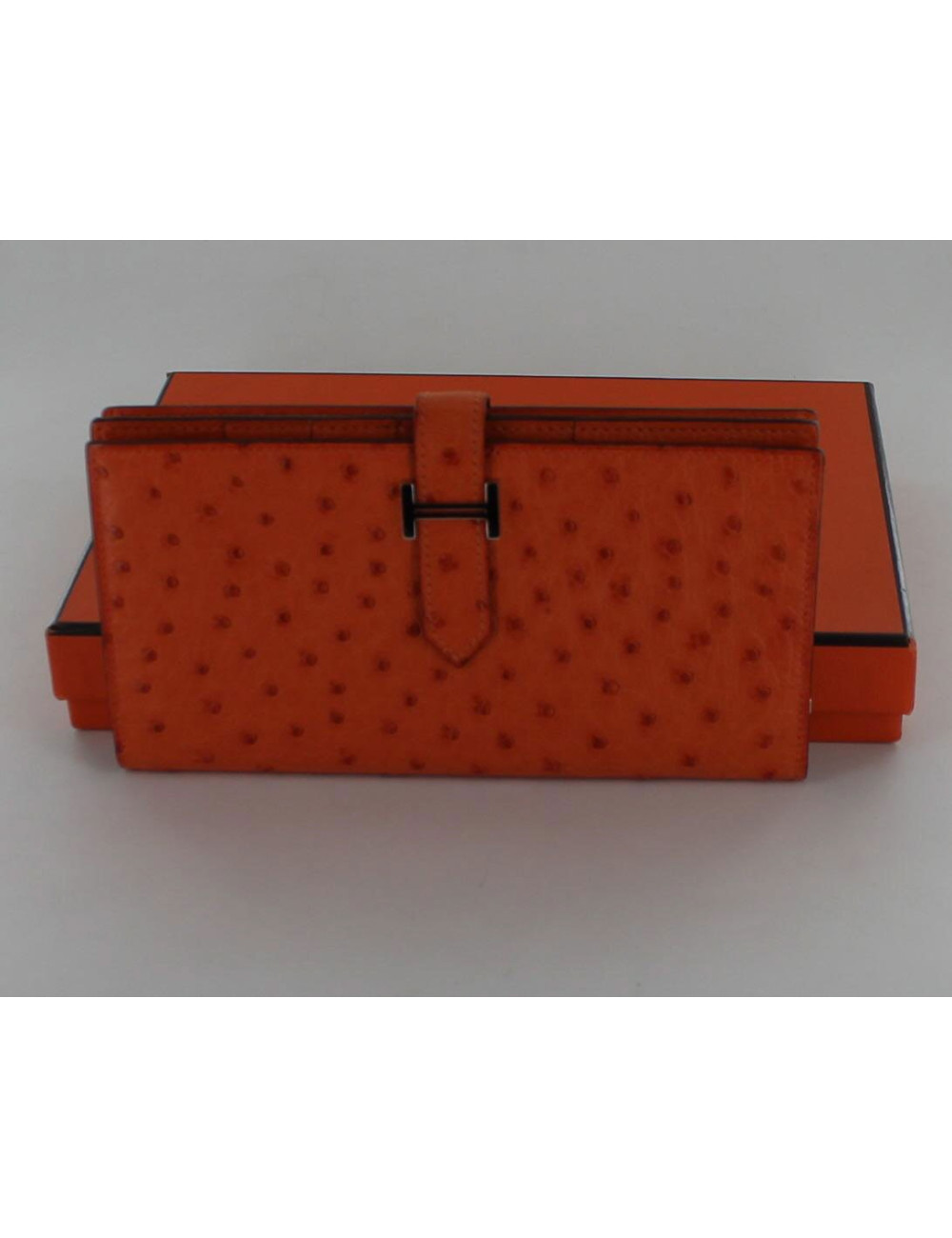 Portefeuille BEARN  HERMES autruche orange