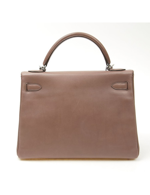 Kelly II  T 32 HERMES en cuir parchemin bois de rose