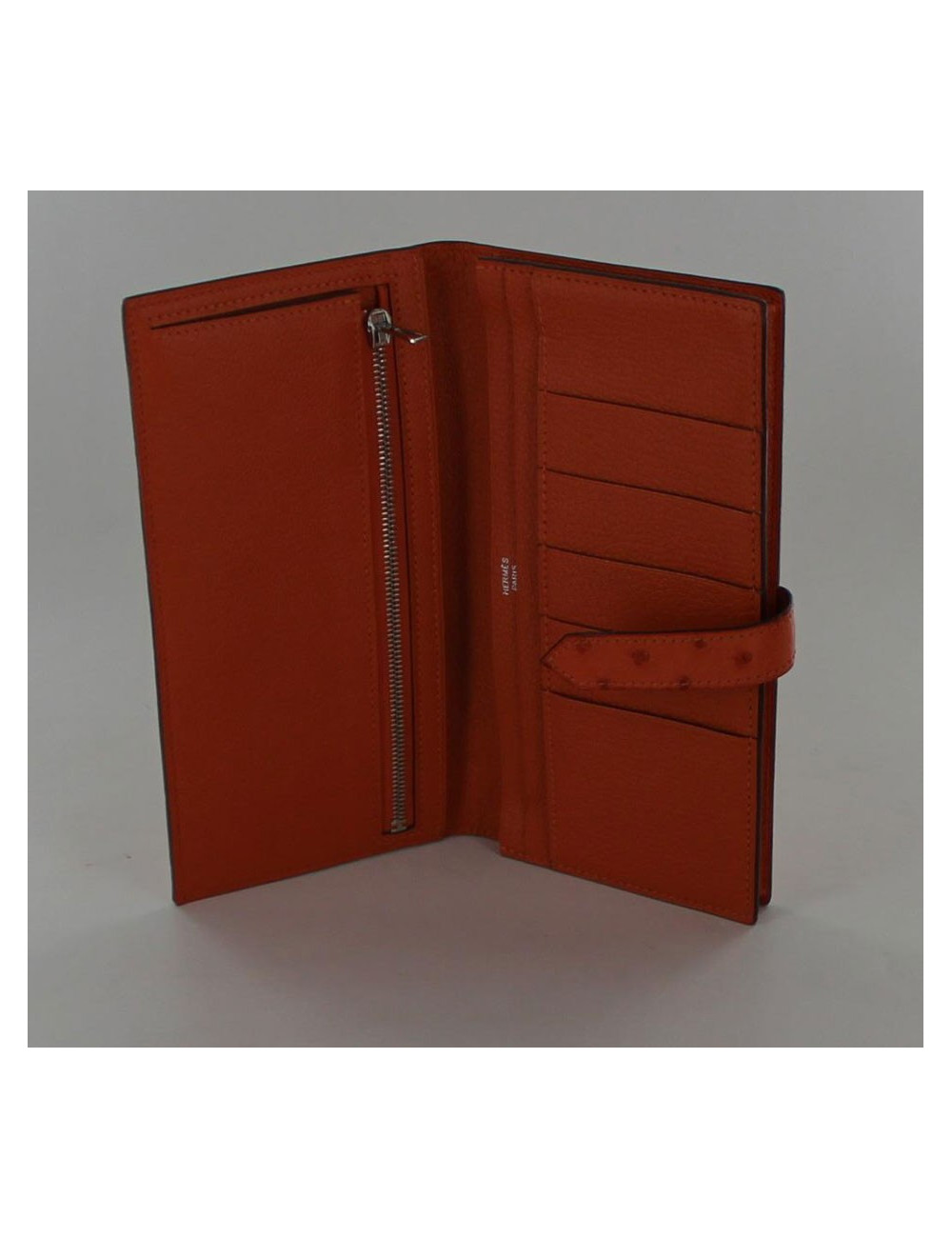 Portefeuille BEARN  HERMES autruche orange
