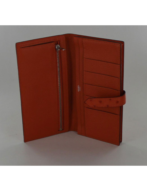 Portefeuille BEARN  HERMES autruche orange