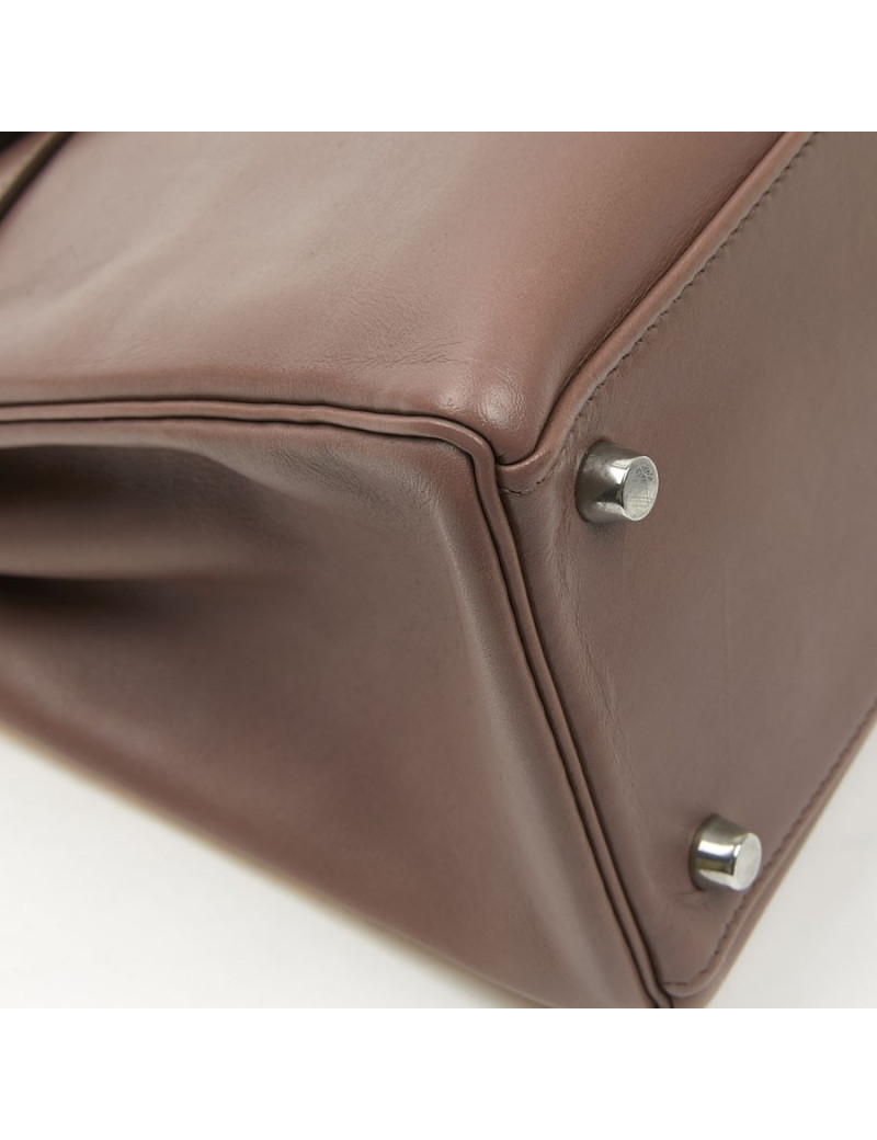Kelly II  T 32 HERMES en cuir parchemin bois de rose