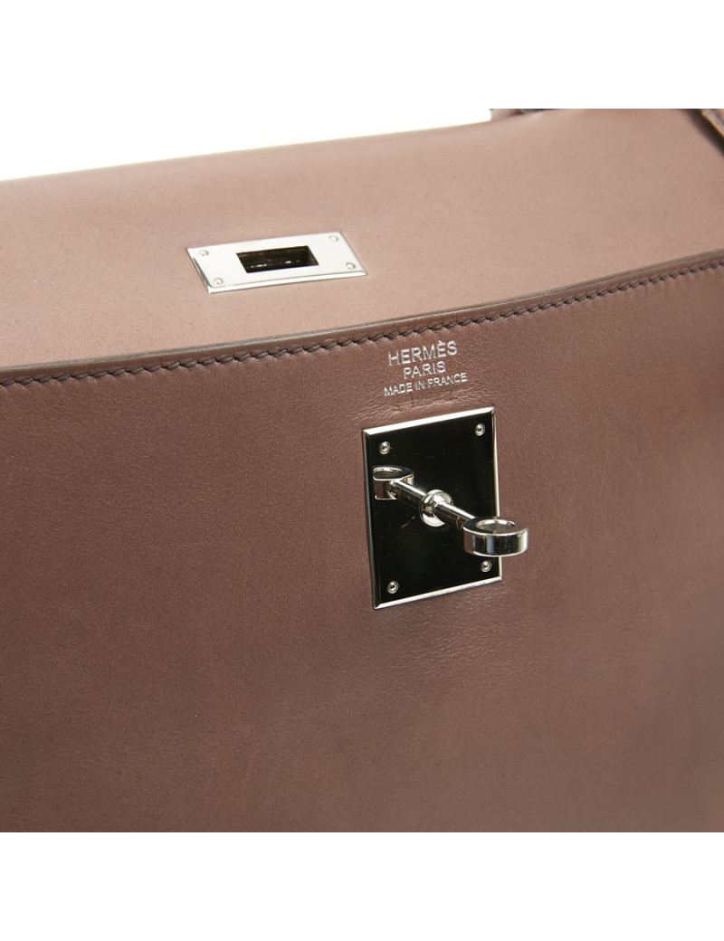 Kelly II  T 32 HERMES en cuir parchemin bois de rose