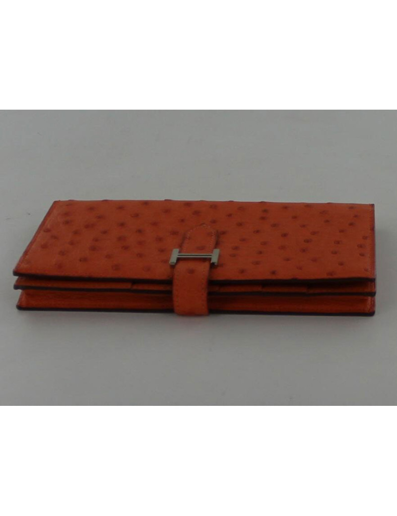 Portefeuille BEARN  HERMES autruche orange