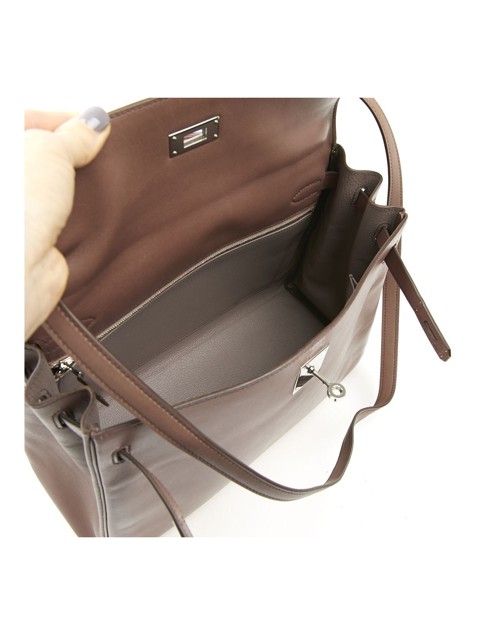 Kelly II  T 32 HERMES en cuir parchemin bois de rose