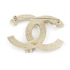 CHANEL CC Brooch in Champagne Color Metal and Pearls