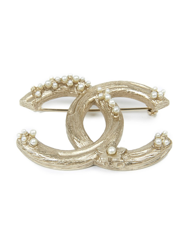 Broche CHANEL champagne perles nacrées