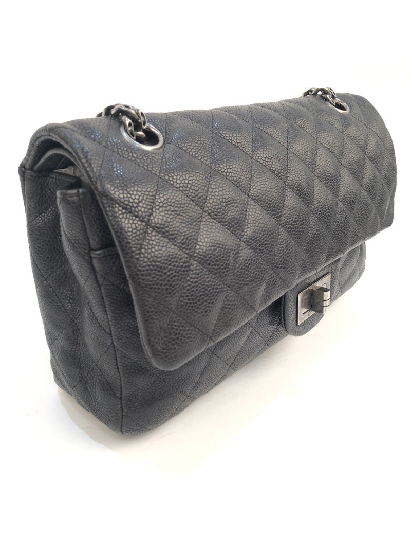 Sac à main 2.55 CHANEL  Mademoiselle cuir caviar gris