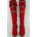 Boots collector HERMES T 37.5 suede Red