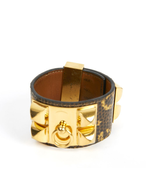 Manchette HERMES en lézard Varan du Salvador ombre