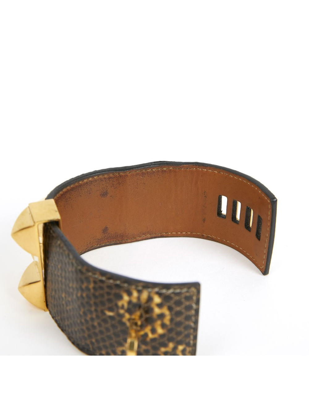 Manchette HERMES en lézard Varan du Salvador ombre