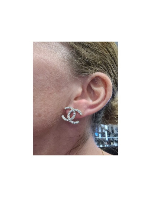 Boucles d'oreille CHANEL strass GM