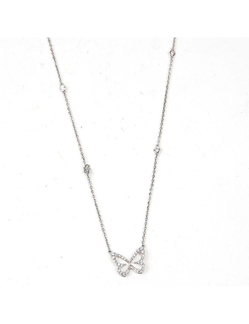 Collier Butterfly Messika or blanc diamants