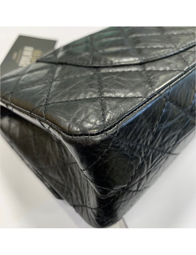 Sac Mademoiselle 2.55 CHANEL cuir froissé noir