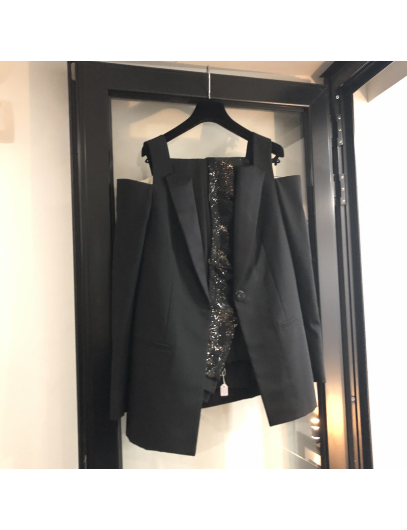 Ensemble VERA WANG T34 smoking noir pantalon veste et ceinture