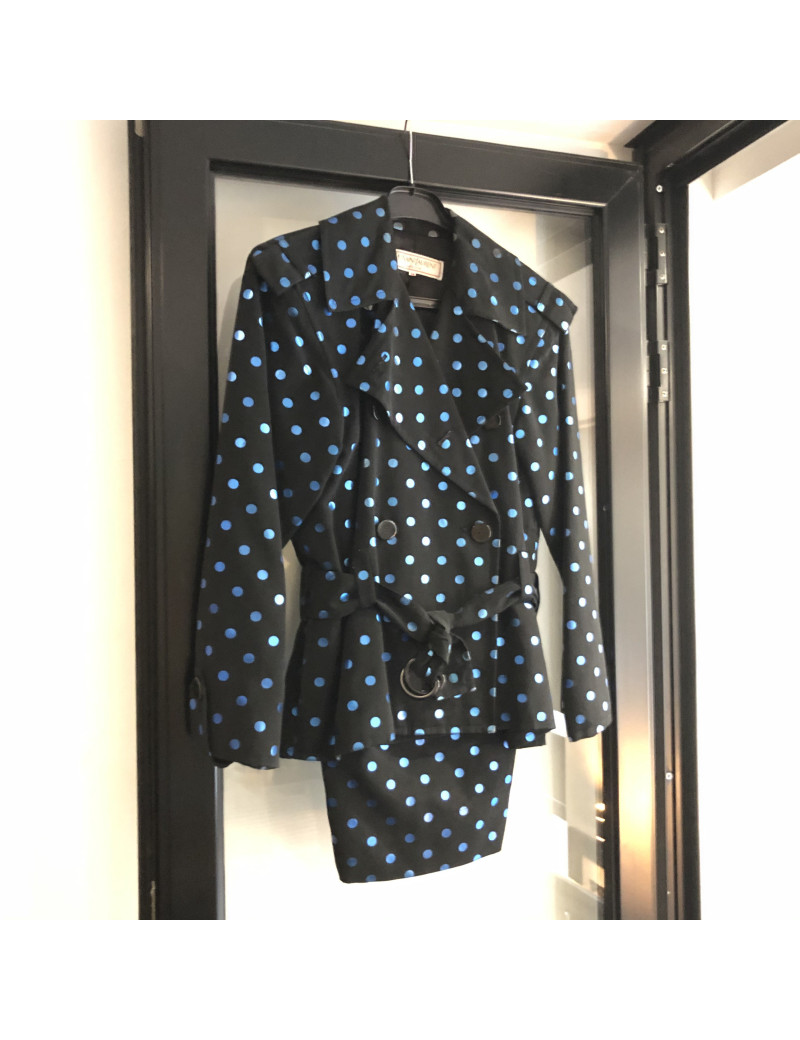 Ensemble YSL SAINT LAURTENT noir à pois bleu