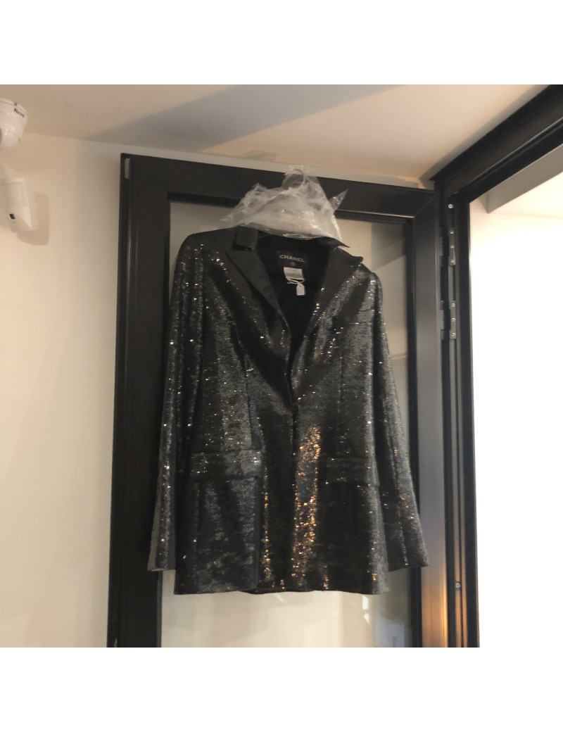 Veste T 36 CHANEL sequins noirs