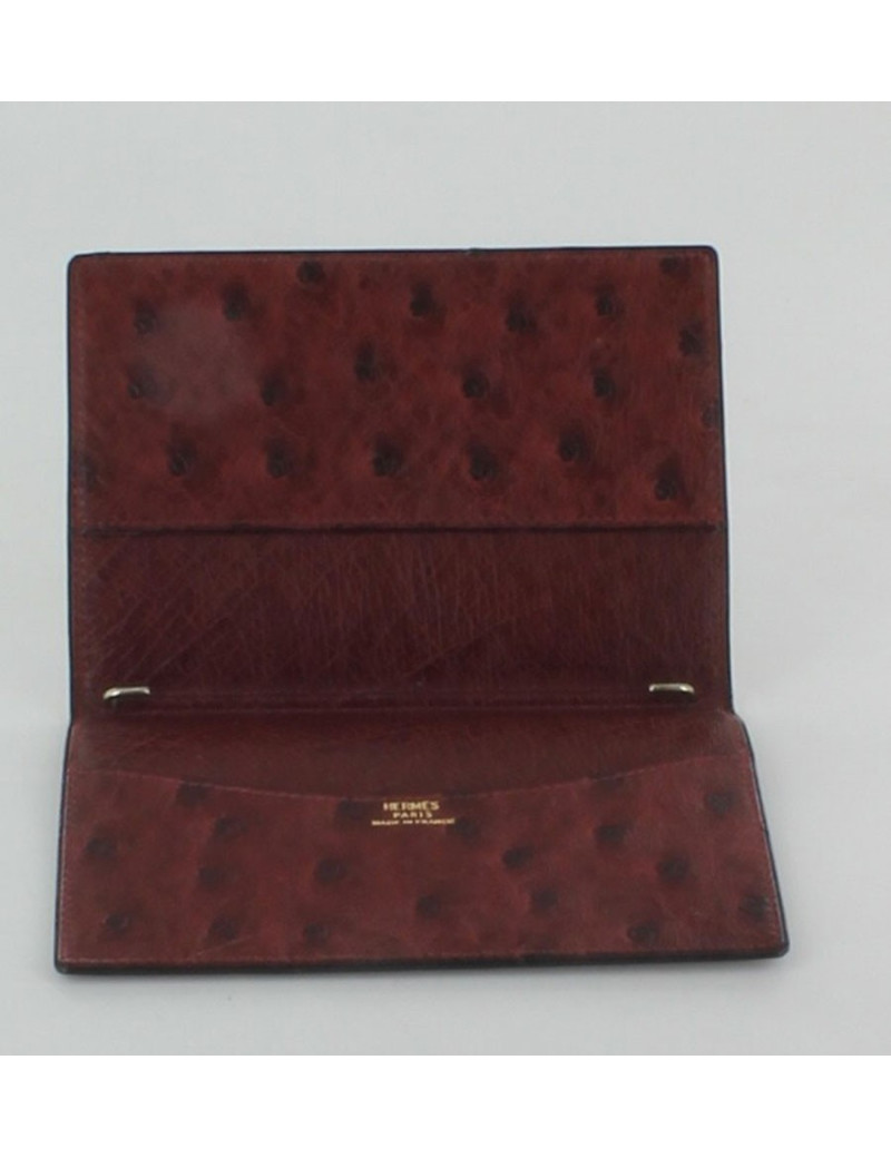 couverture d'agenda HERMES autruche bordeaux