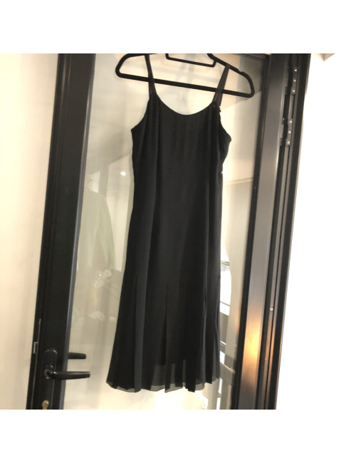 Robe à bretelle T 38 CHANEL soie bleu nuit