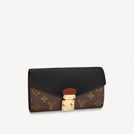 LOUIS VUITTON 'Pallas' wallet in brown monogram canvas and coral leather