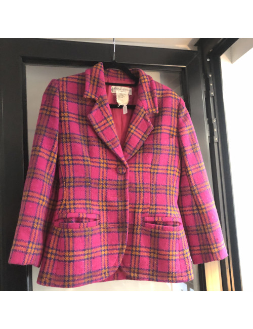 Veste YSL T 38 SAINT LAURENT à carreaux fond rose