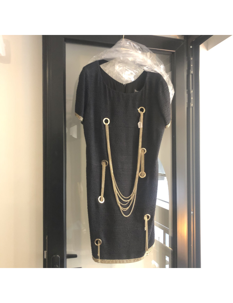 Cabas CHANEL toile noire et blanc