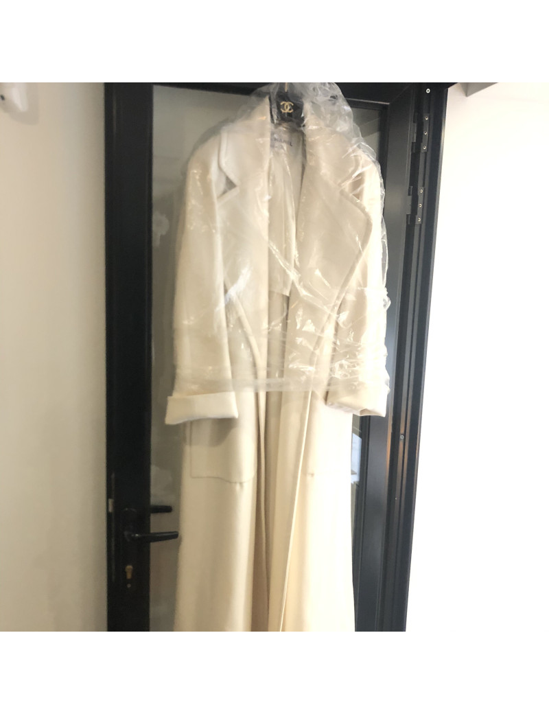 Long manteau CHANEL laine écrue