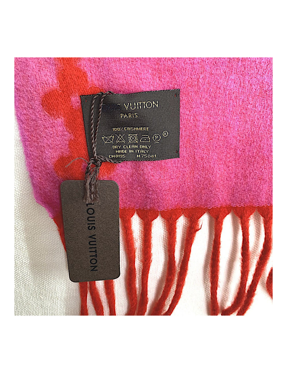 LOUIS VUITTON red and pink cashmere scarf