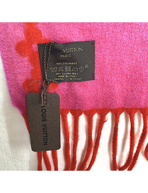 LOUIS VUITTON red and pink cashmere scarf
