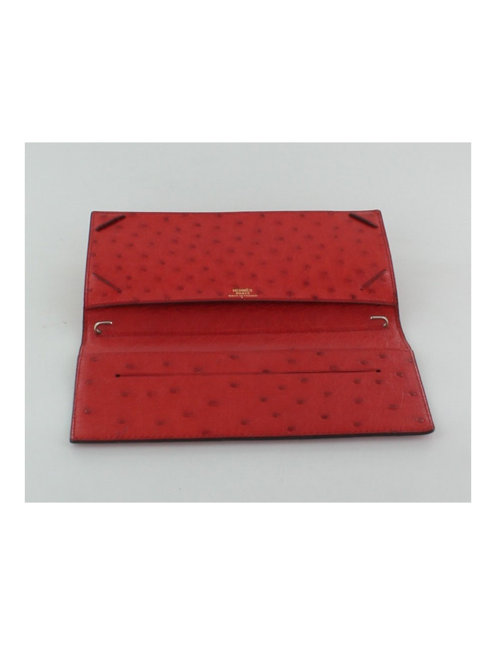 porte agenda HERMES en autruche rouge