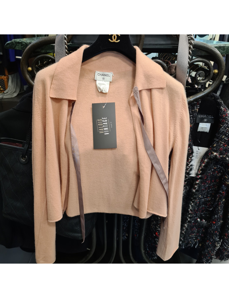Gilet CHANEL T en cachemire rose