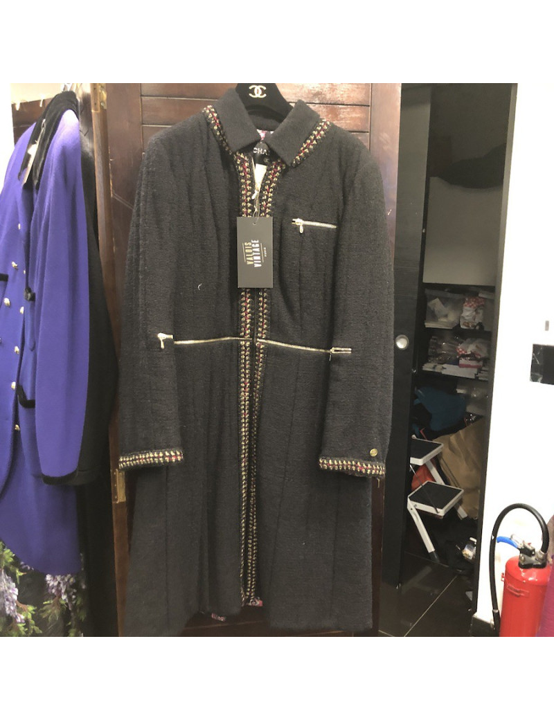 Manteau T 44 CHANEL  tweed noir "Paris-Singapour"