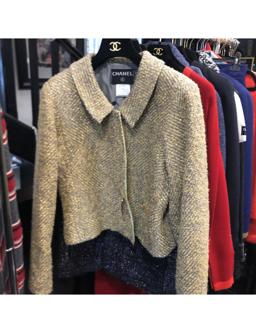 Veste T 42 CHANEL tweed avec fils d'or