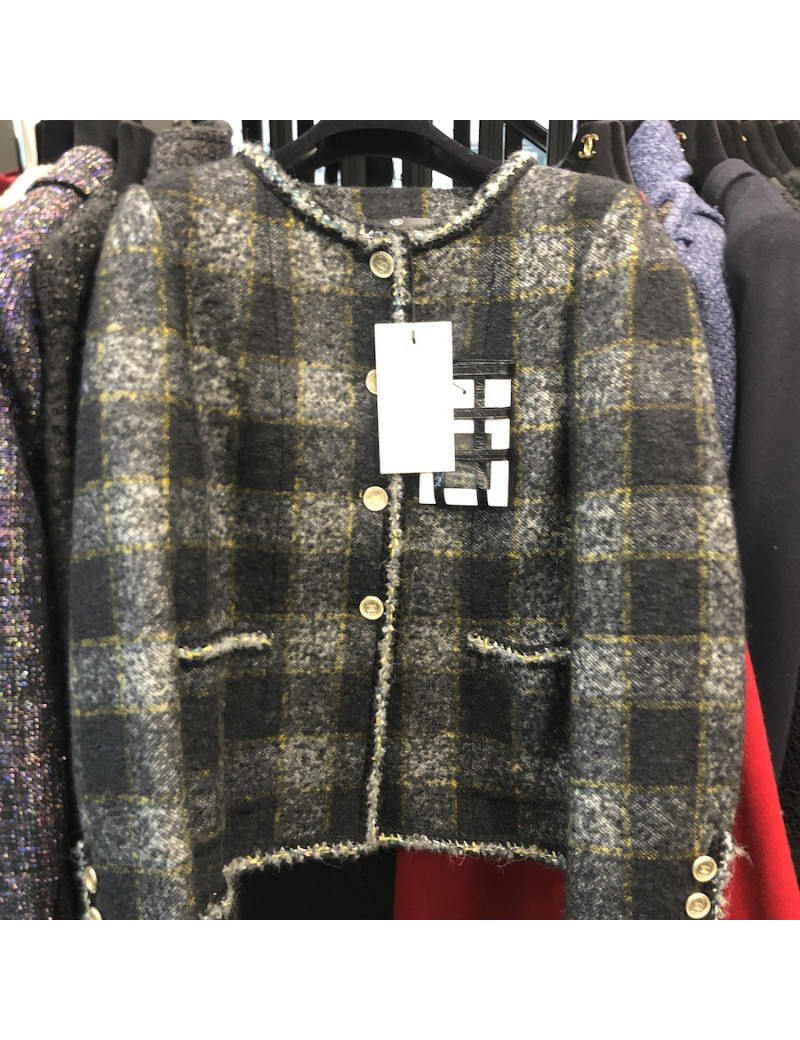 CHANEL T 48 Veste laine jacquart