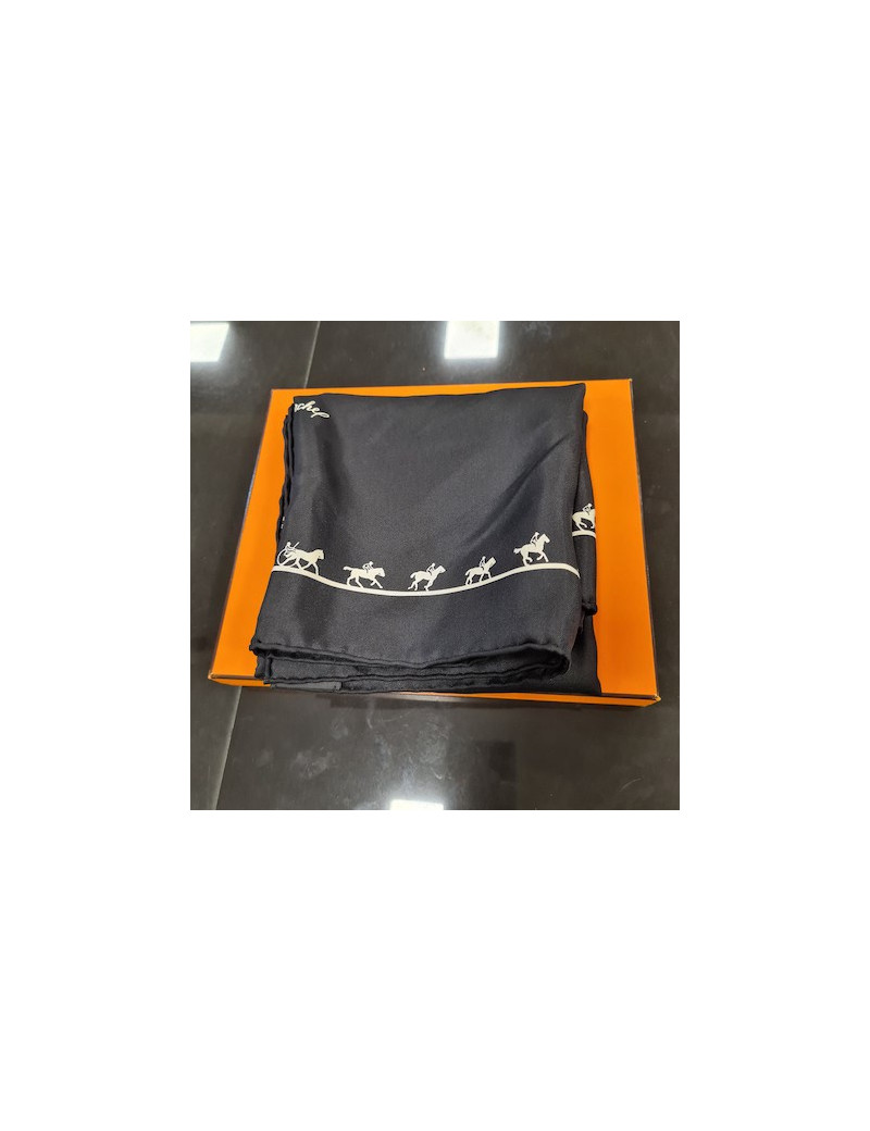 Petit foulard HERMES en soie noir