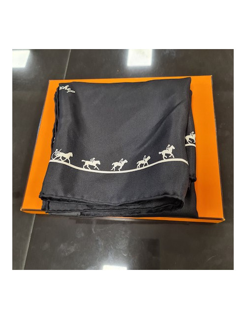 Petit foulard HERMES en soie noir