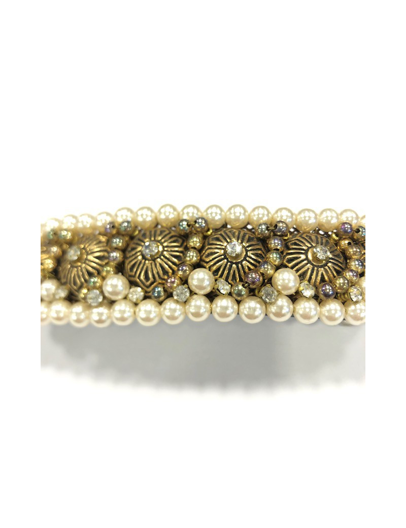 Barrette métal et perles nacrées sans marque