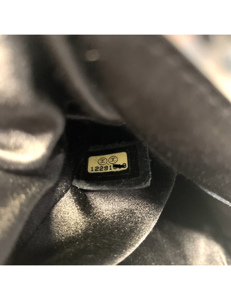 CHANEL python and rhinestones black evening clutch