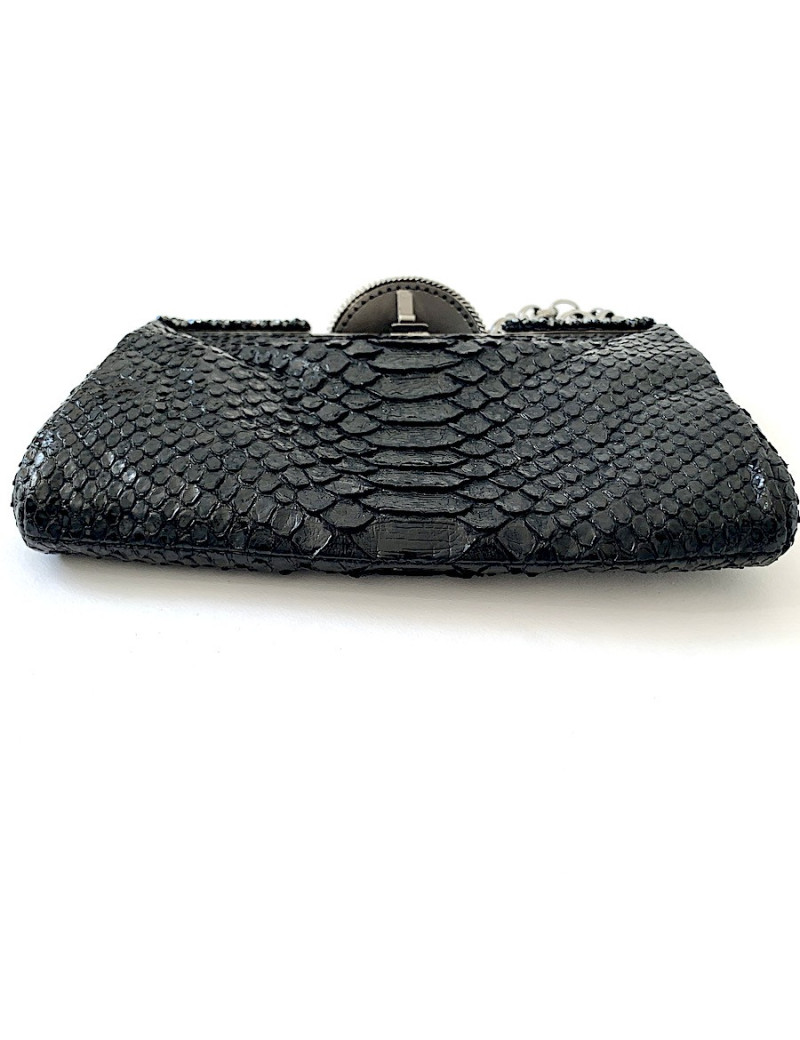 CHANEL python and rhinestones black evening clutch