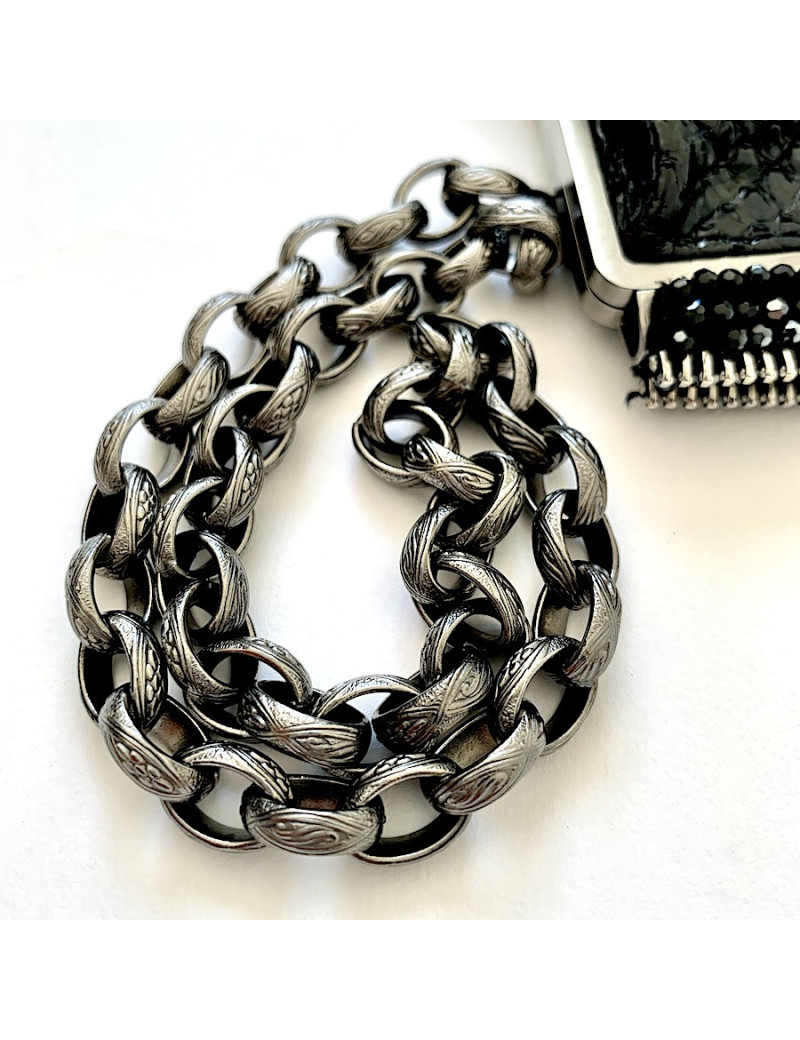 CHANEL python and rhinestones black evening clutch