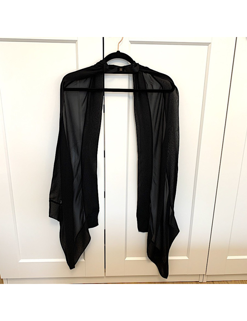 CHANEL black bow and silk voile